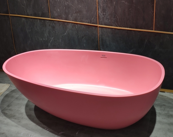 Bồn tắm nghệ thuật màu hồng đá nhân tạo HD1785 (1700x730x560 mm )