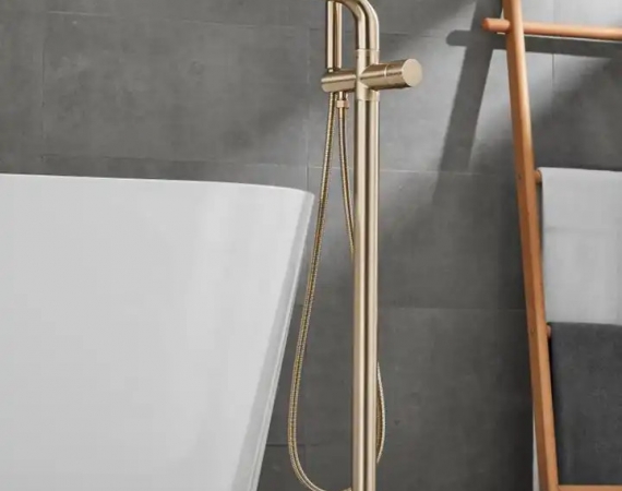 Sen tắm đặt sàn màu vàng cho bồn tắm độc lập HD5966V