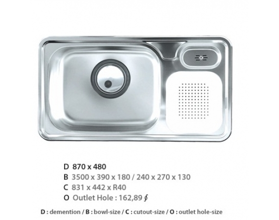 Chậu rửa bát CICO NISD-870 (87x48cm)