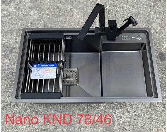 Chậu rửa bát 1 hố màu đen nano Kagol 7846B (78x46cm)
