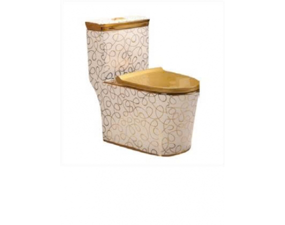 Bồn cầu liền khối hoa văn mạ vàng Bancoot TS42G