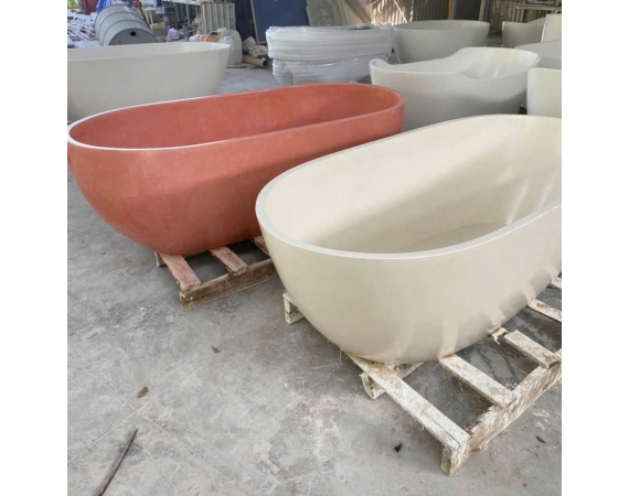 Bồn tắm ngâm bê tông màu cam BTXM07