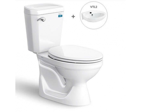 Combo bồn cầu 2 khối Viglacera VI77 +Chậu VTL2