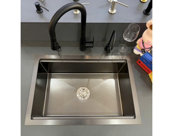 Chậu rửa bát 1 hố âm bàn màu đen vân đáKGAB8045B ( 800 x450 x 230 mm )