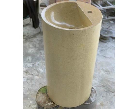 Chậu rửa mặt bê tông nghệ thuật chân đứng màu vàng HD0090BTG