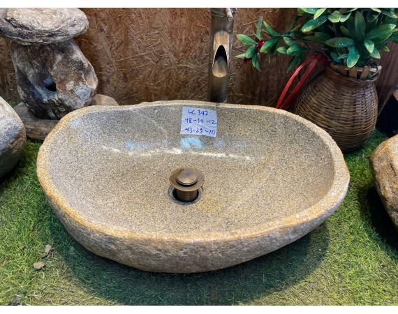 Chậu đá cuội tự nhiên đặt bàn HN052DC