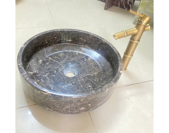 Chậu lavabo đá tự nhiên hình tròn HDTN52