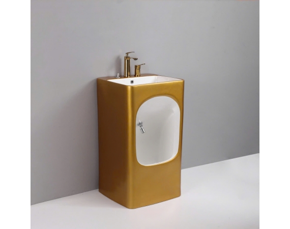 Chậu lavabo chân đứng màu vàng đa năng HD6672G