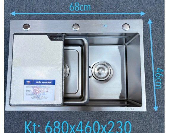 Chậu rửa bát 1 inox 304 KG6846 ( 680 x460 x 230 mm )