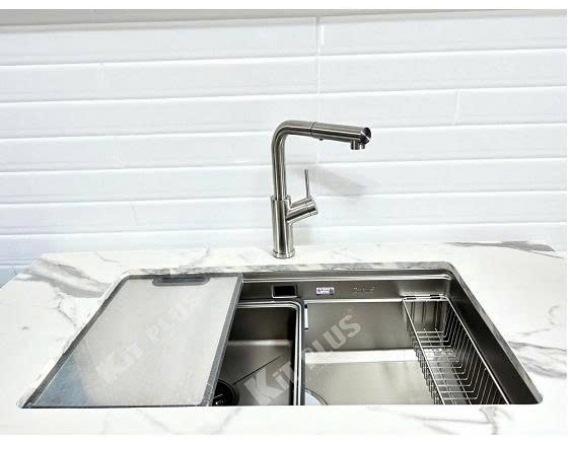 Chậu rửa bát 1 hố chống xước KIT PLUS DCR7645B (760*445*215mm) Full set phụ kiện