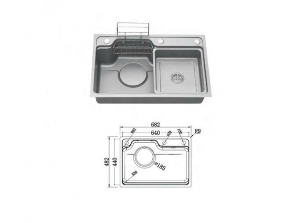 Chậu rửa bát 1 hố HUGE H-KS6848-Lux