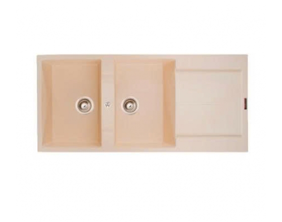 Chậu rửa chén 2 hố kèm bàn chờ màu vàng kem Carysil ENC1