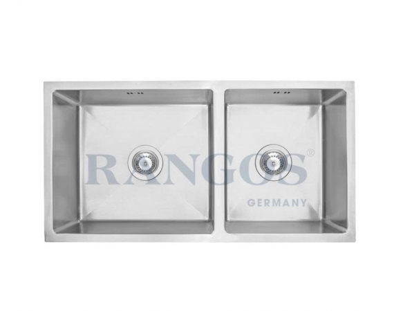 CHẬU RỬA BÁT HANDMADE 2 HỐ LỆCH VÒI LẮP BÀN ĐÁ RGS-8245A