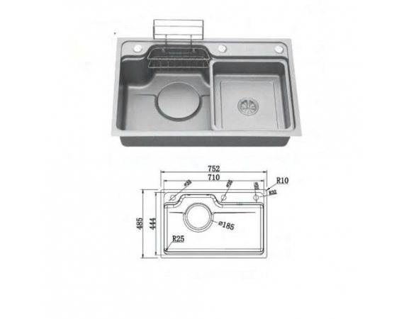 Chậu rửa bát 1 hố HUGE H-KS7548-Lux