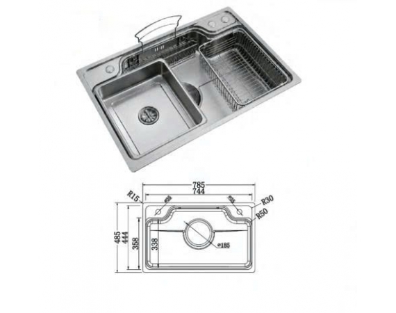 Chậu rửa bát 1 hố HUGE H-KS7848-Lux
