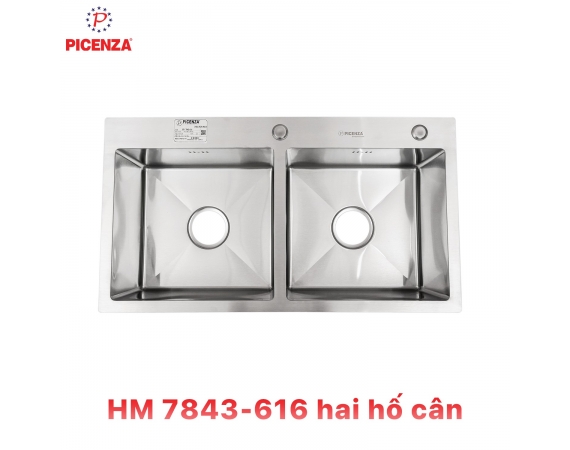 Chậu rửa bát Picenza 2 hố cân HM 7843-616 inox 304