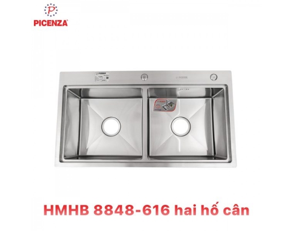 Chậu rửa bát Picenza 2 hố cân HMHB 8848 – 616 inox 304