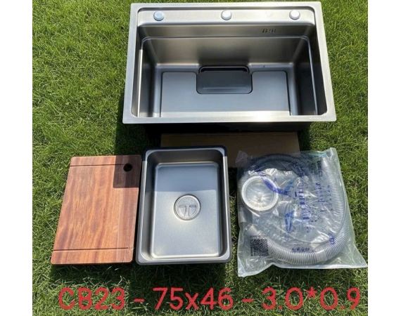 Chậu rửa bát 1 hố INOX 304 mặt hạt chống xước HD7546CL