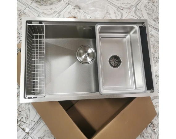 Chậu rửa bát 1 hố âm bàn màu đen vân đáGD7648AB ( 760 x480 x 230 mm )