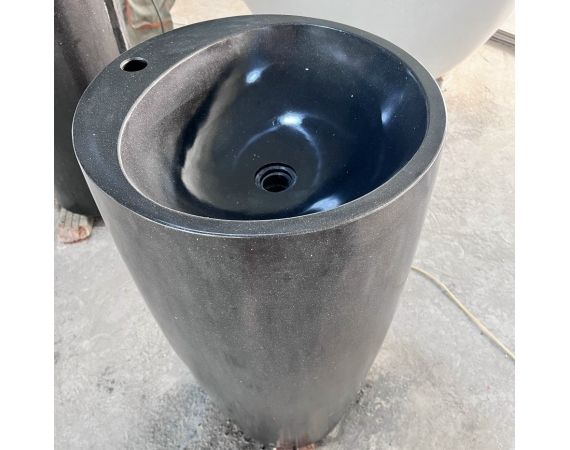 Chậu rửa mặt bê tông nghệ thuật chân đứng màu đen HD0904BTB