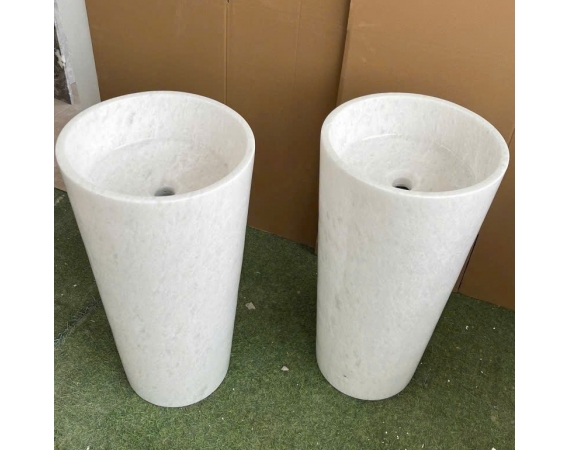 Chậu rửa lavabo nghệ thuật đá tự nhiên màu trắng HDTN289