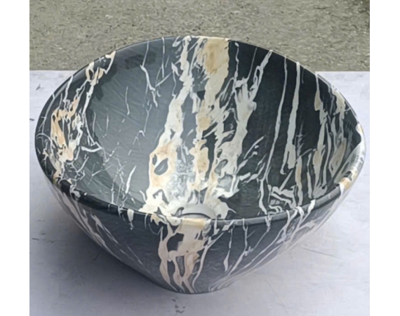Chậu rửa mặt bằng sứ vân đá dạng đĩnh vàng KKVD01
