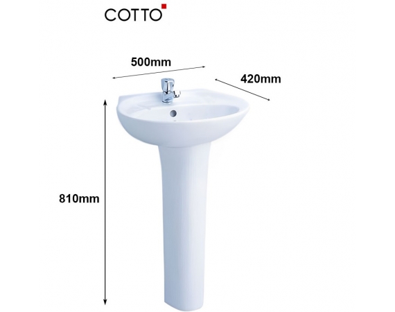 Chậu rửa mặt treo tường COTTO C013,chân chậu C404