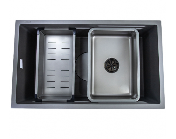 Chậu một hố chống xước màu xám SEJONG SJ-6846P ( 680 x 450 x 240 ) mm 