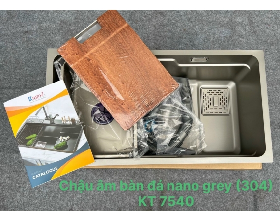 Chậu rửa bát 1 hố màu xám phủ nano Kagol 7540 (75x40cm)