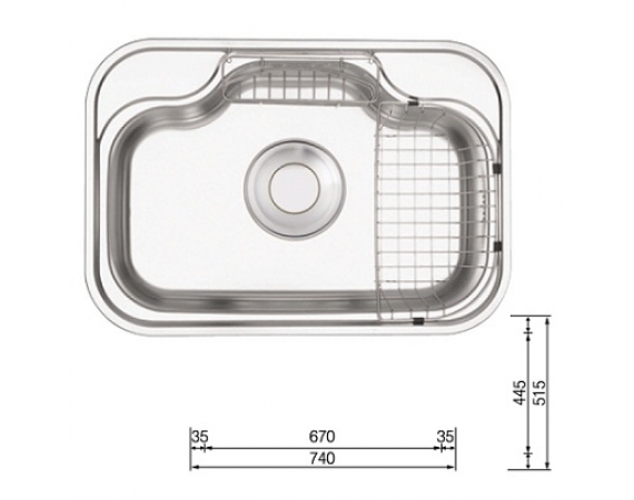 Chậu rửa bát 1 hố Hàn Quốc CICO CB-740 (74x52,5cm)