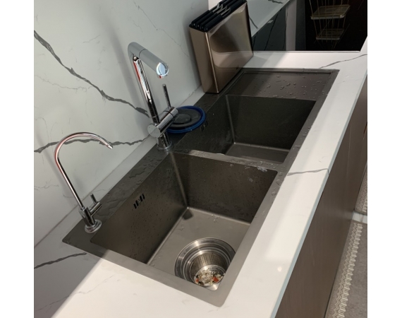 Chậu rửa bát màu ghi Inox 304 phủ nano Daelim 10045 (1100x450x250mm)
