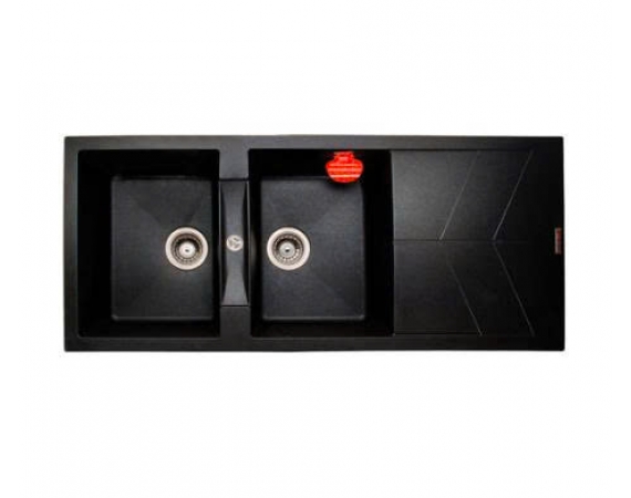Chậu rửa chén 2 hố kèm bàn chờ màu đen Carysil JAC1 Nera