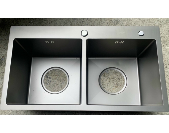 Chậu rửa bát màu ghi Inox 304 phủ nano Daelim 8045C (800x450x250mm)