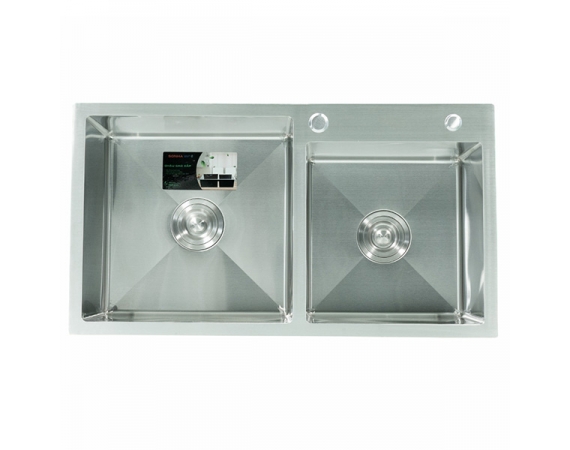 Chậu rửa bát Sơn Hà 2 hố cân HM.X.2L.82.2.2 (820x450x215mm)