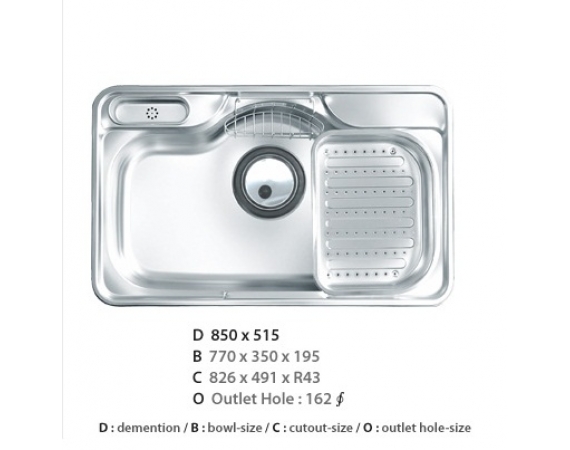 Chậu rửa bát 1 hốHàn quốc CICO DJUS-850P (85x51,5cm)