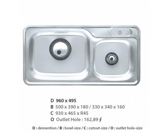 Chậu rửa bát CICO ISDP-960 (96x49,5cm)