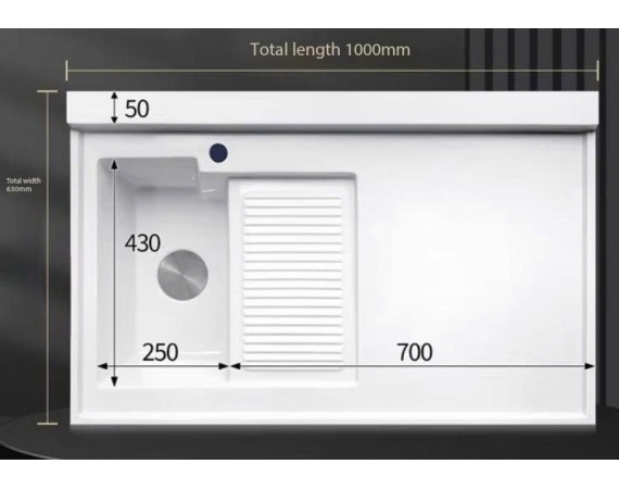 Mặt bàn sứ chậu giặt đa năng HD1060