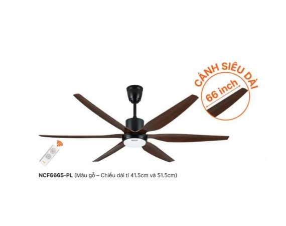 Quạt trần 6 cánh vân gỗ Nanoco NCF6665-PL