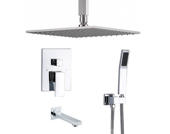 Sen tắm âm tường bát gắn trần đồng mạ crom HD1689W(bát trần 30cm )