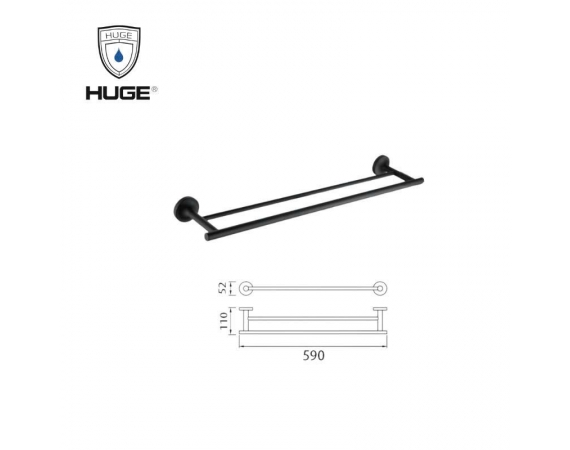Thanh treo khăn đôi màu đen HUGE H-B1739AB