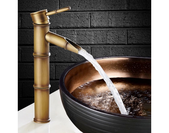 Vòi lavabo cổ điển hình cây trúc dạng thác HDT01