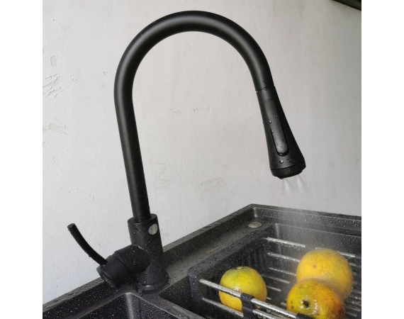 Vòi rửa bát dây rút màu đen MN-603D