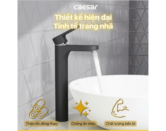 Vòi lavabo nóng lạnh màu đen CAESAR B571CBU