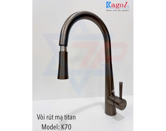 Vòi rửa bát dây rút màu ghi Kagol K70