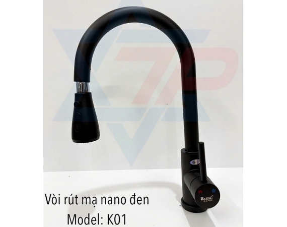 Vòi rửa bát dây rút màu đen Kagol K01