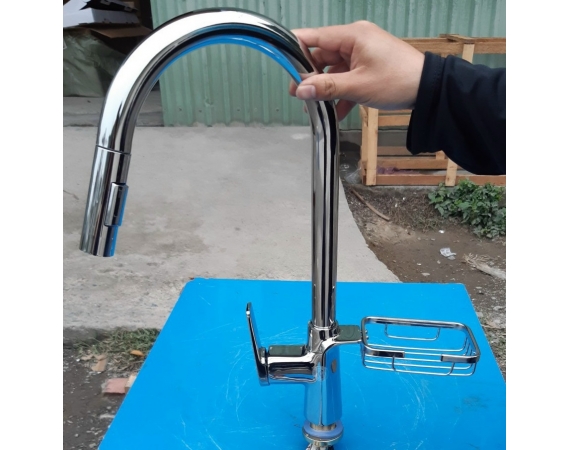 Vòi Rửa bát Dây Rút kèm giá để giẻ HD912