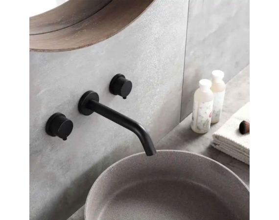Vòi rửa mặt âm tường màu đen HD638B-1
