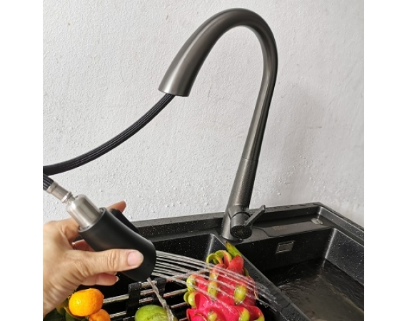 Vòi rửa bát dây rút màu ghi MN-820K