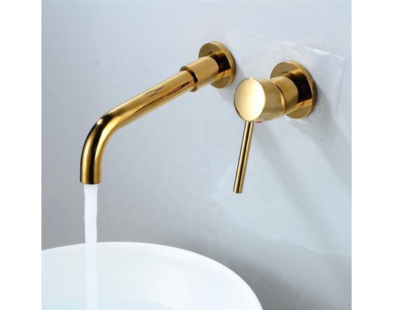 Vòi chậu lavabo âm tường màu vàng HD368G