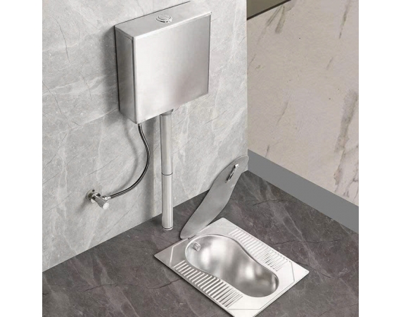 Xí xổm inox kèm két treo inox 304 có nắp HDXX6799